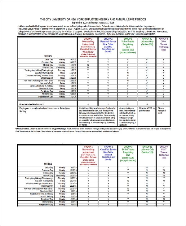 Free 9+ Sample Vacation Schedule Templates In Pdf | Ms