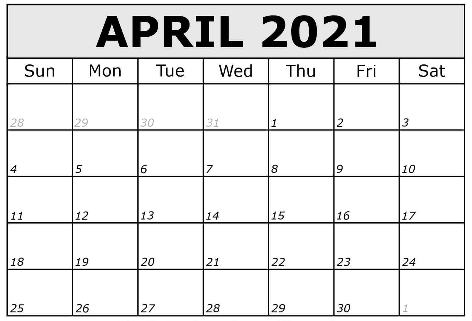Free April Calendar 2021 Free Printable Template Pdf Word