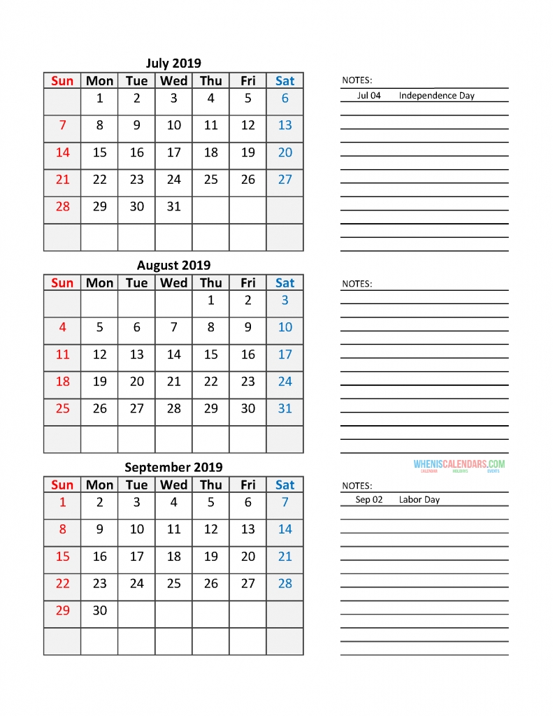 Free August 2019 Printable Calendar Templates [Us. Edition