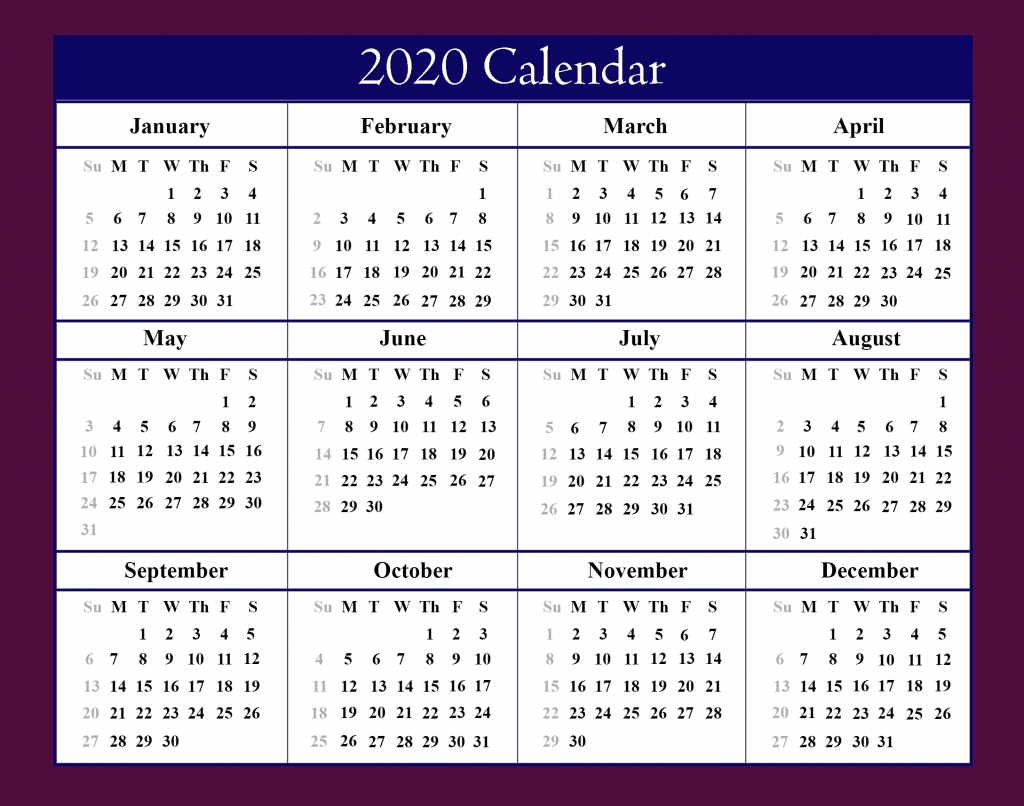 Free Blank Printable Calendar 2020 Template In Pdf, Excel