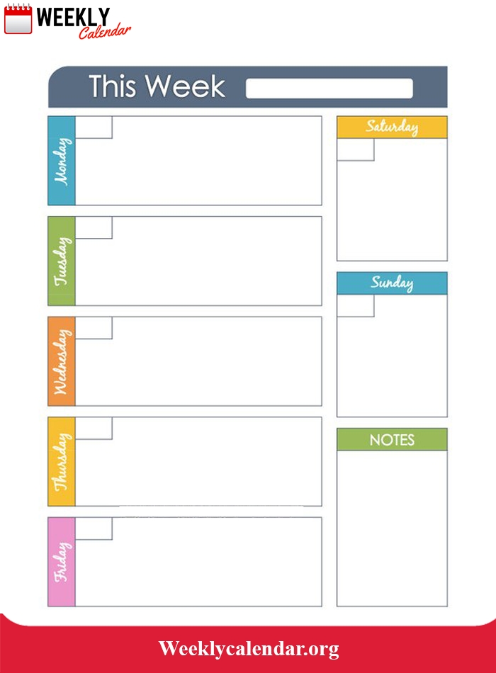 Free Blank Printable Weekly Calendar 2021 Template In Pdf