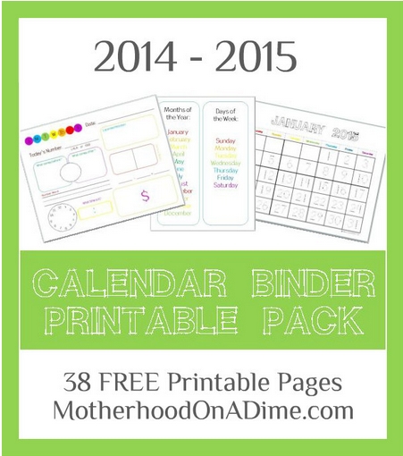 Free Calendar Binder Printables | School | Homeschool