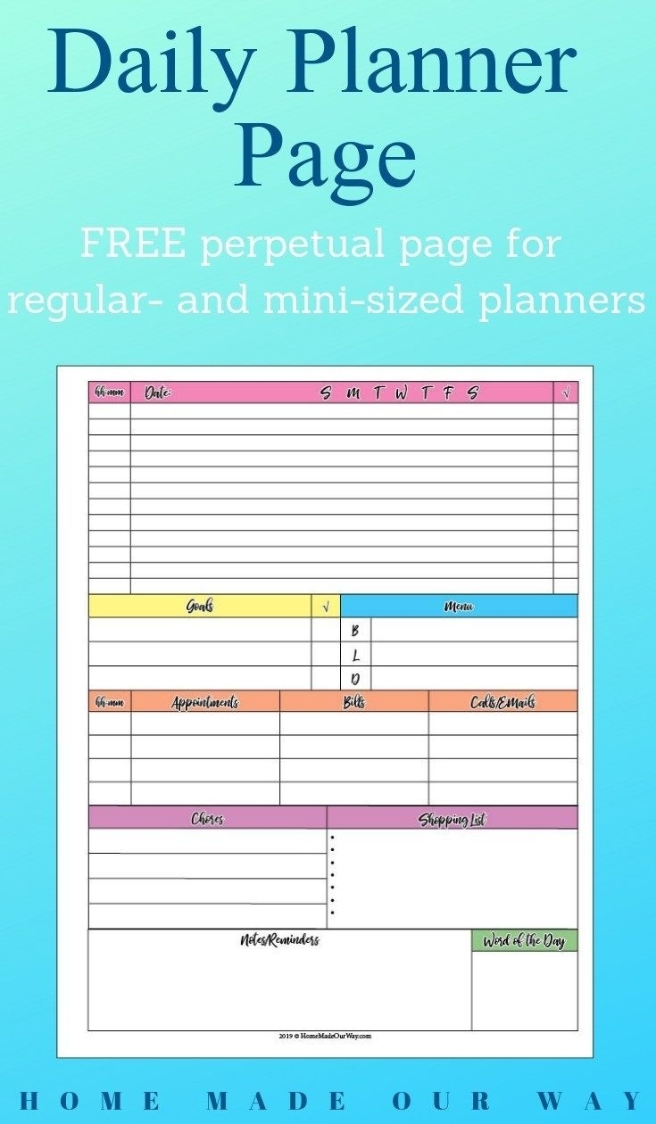 Free Daily Pages For Mini Planners And Binders | Daily