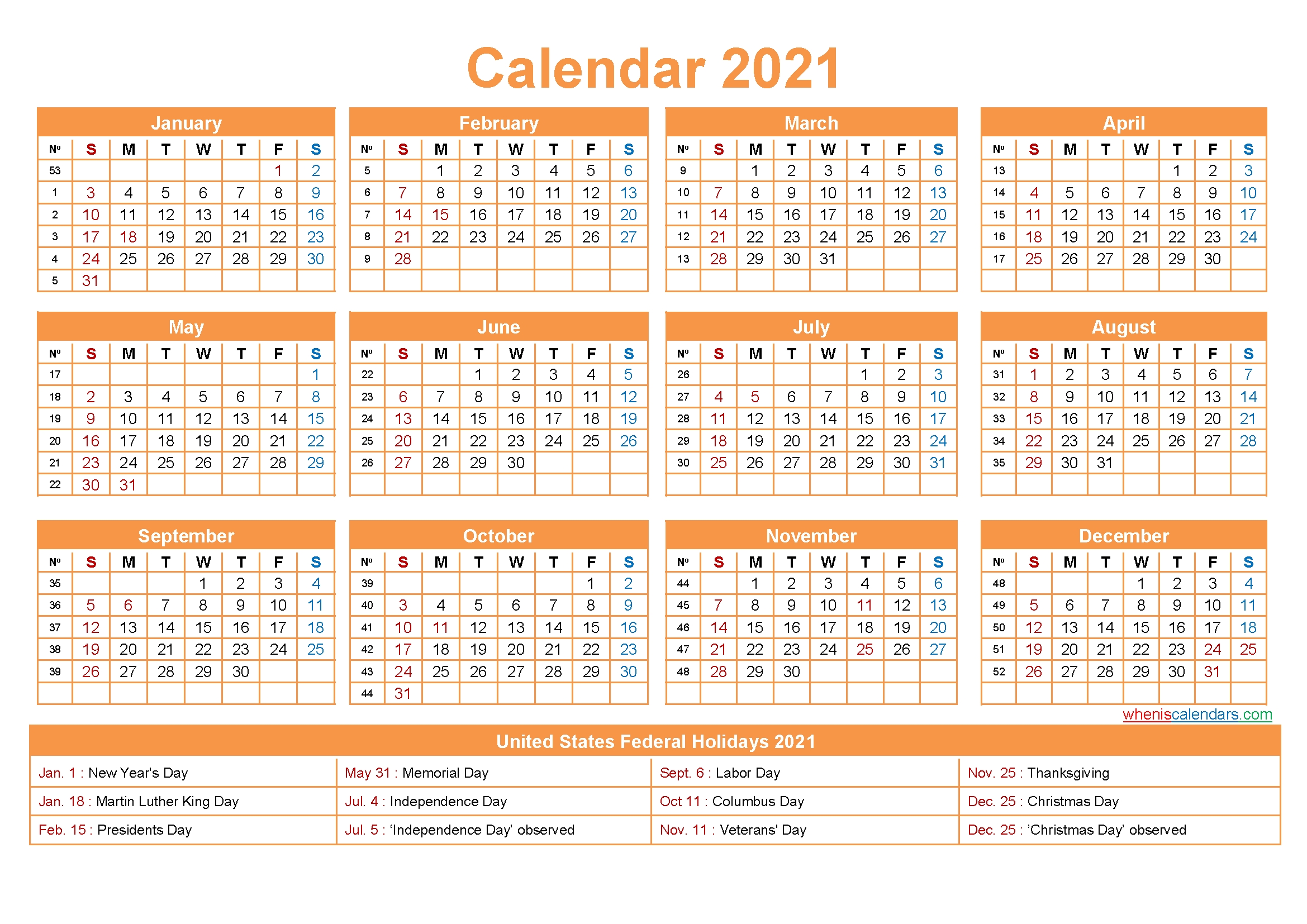 Free Downloadable 2021 Word Calendar - Take 2021 Printable