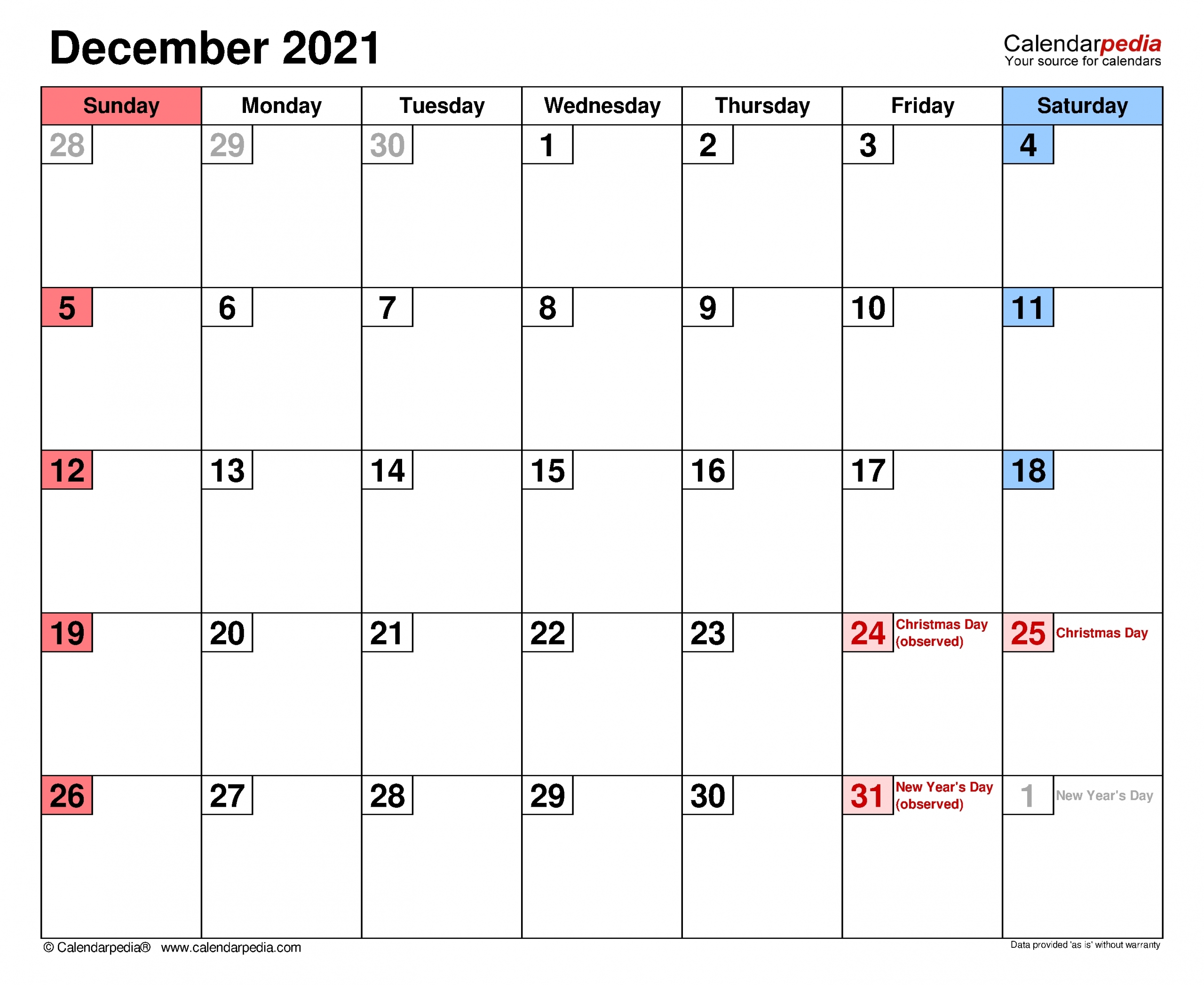 Free Editable December 2021 Calendar | Month Calendar