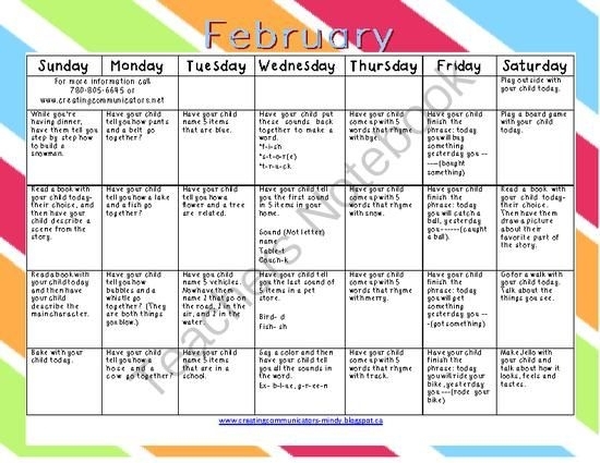 Free February Activity Calendar From Creating