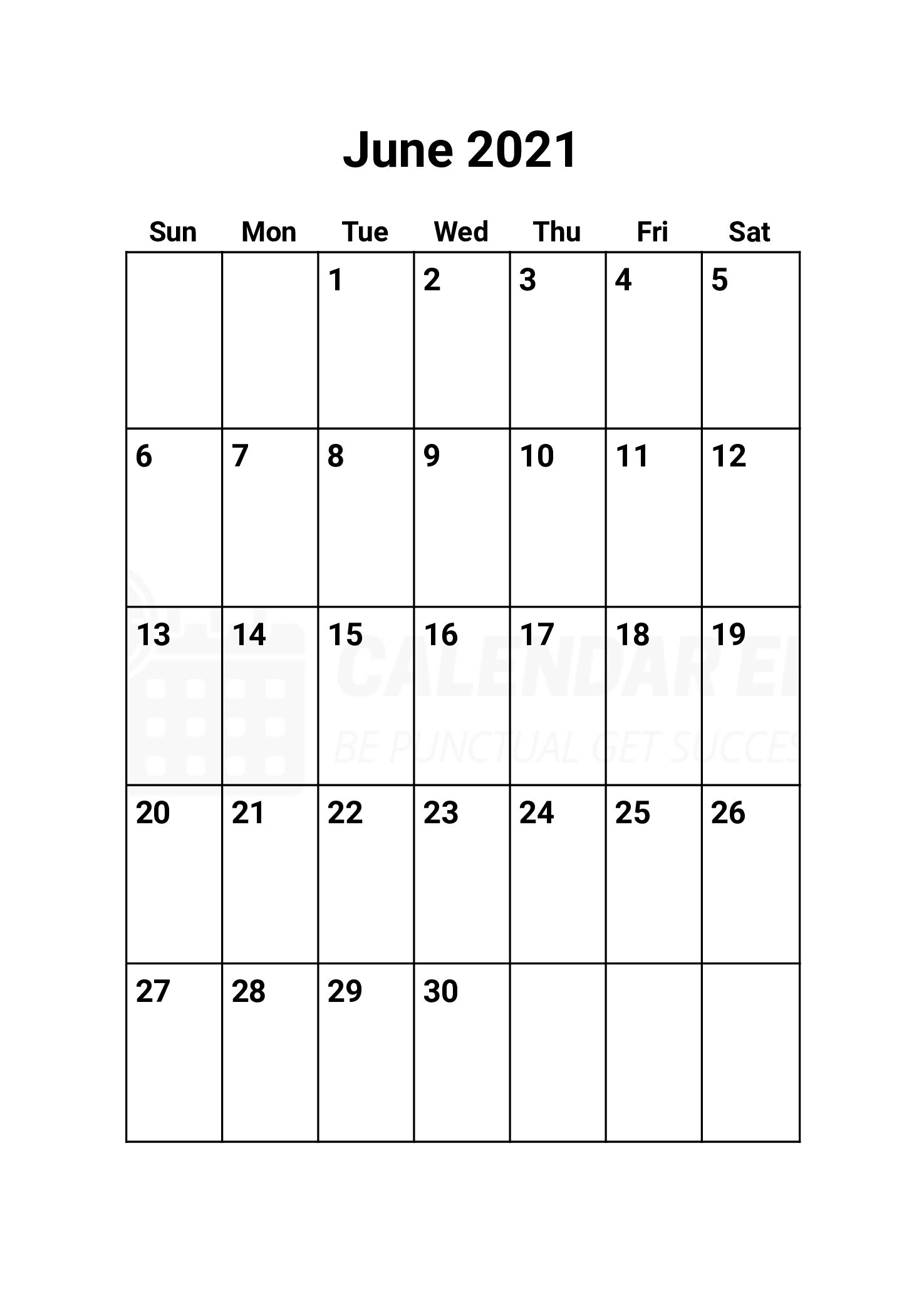 Free June 2021 Calendars | 2021 Blank Printable Templates