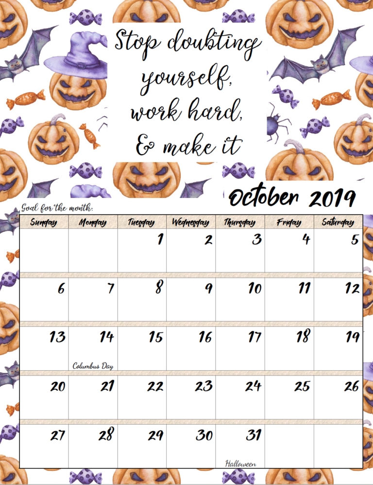 Free Printable 2019 Monthly Motivational Calendars