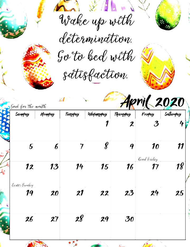 Free Printable 2020 Monthly Motivational Calendars. Space