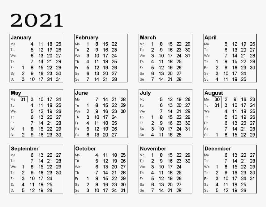 {Free} Printable 2021 Calendar Template Pdf, Word, Excel