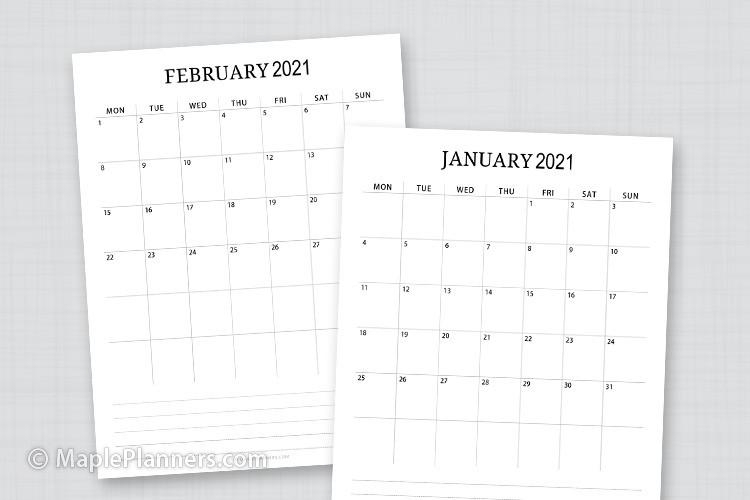 Free Printable 2021 Monthly Calendar Pdf Template