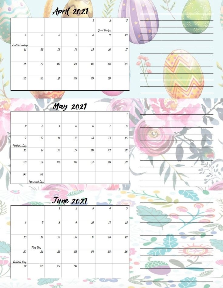 Free Printable 2021 Quarterly Calendars With Holidays: 3