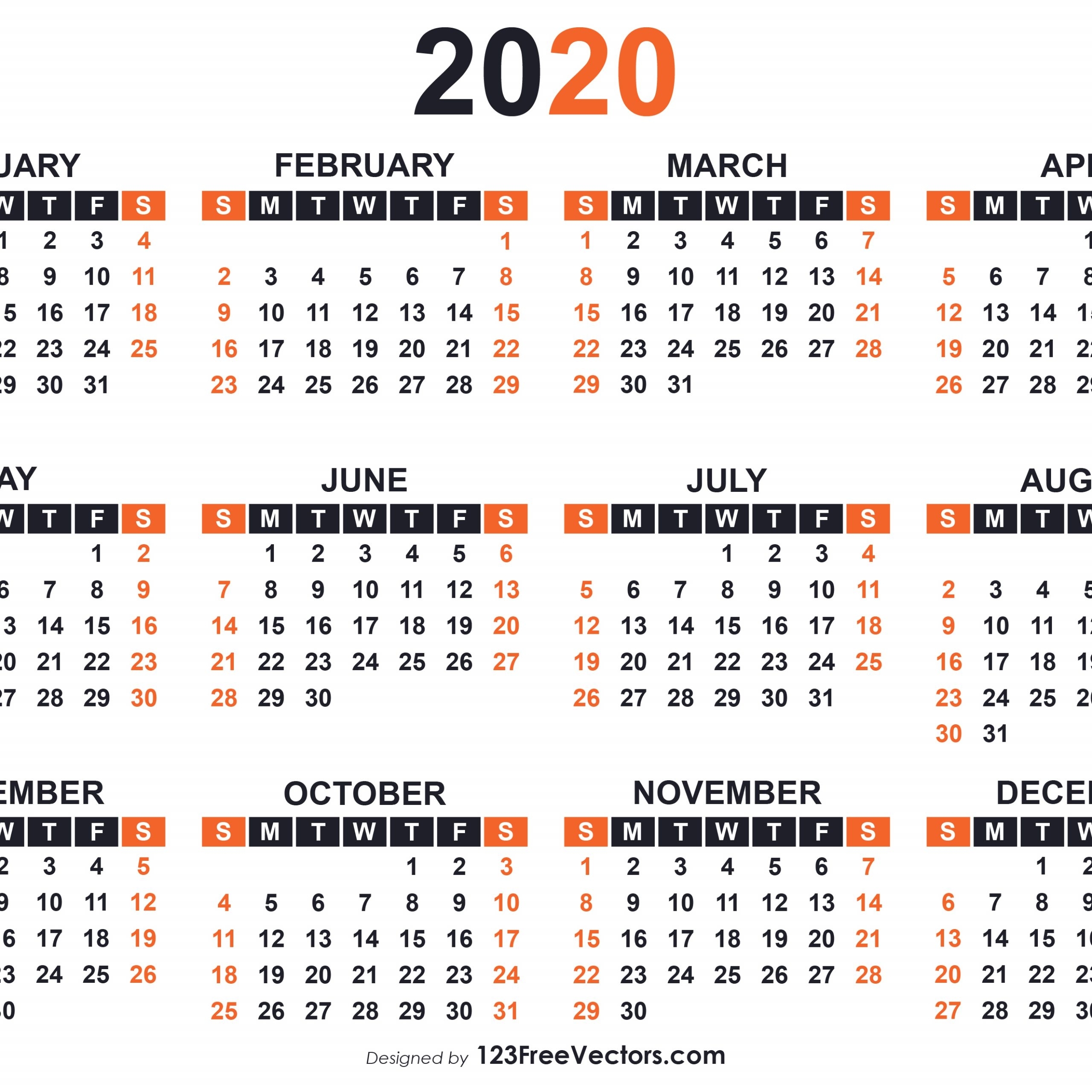 Free Printable Calendar 2020 No Download | Printable