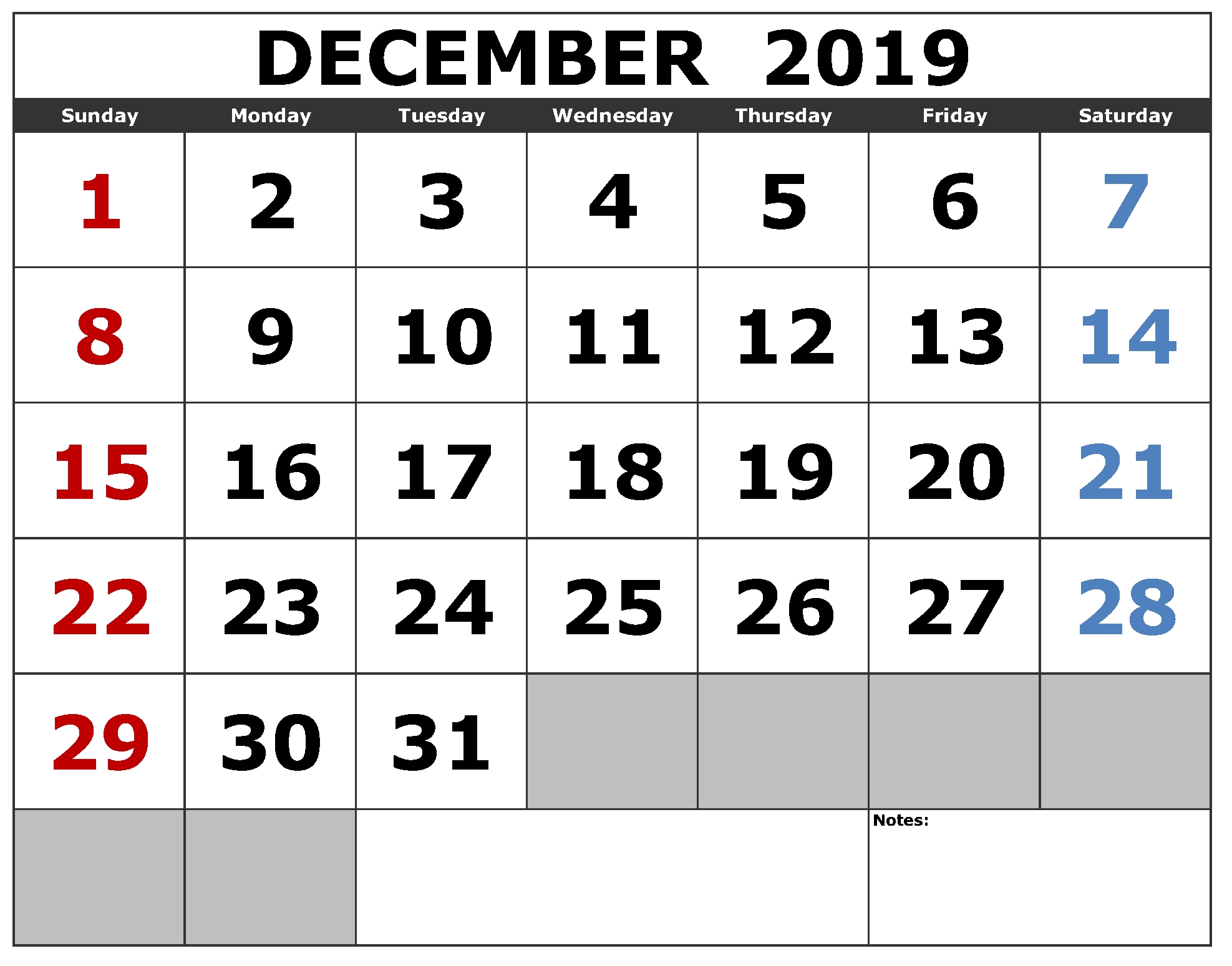 Free Printable Calendar Big Numbers | Calendar Printables