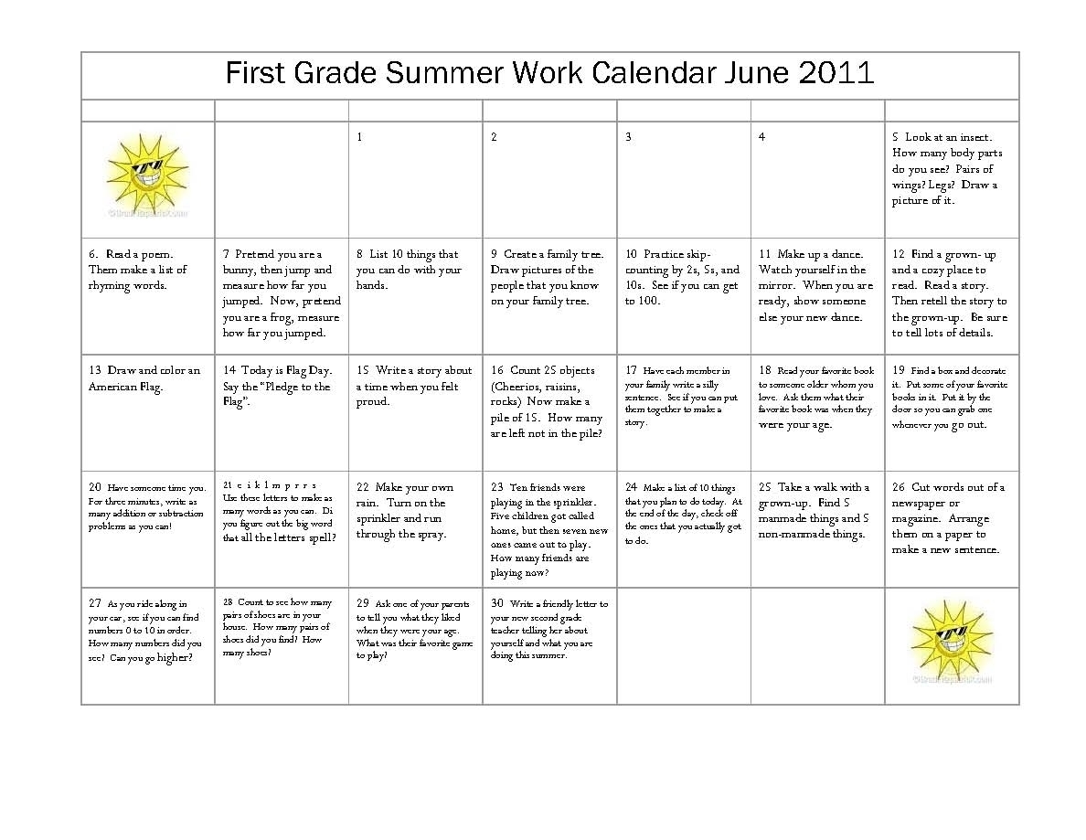 Free Printable Calendar For First Graders | Ten Free