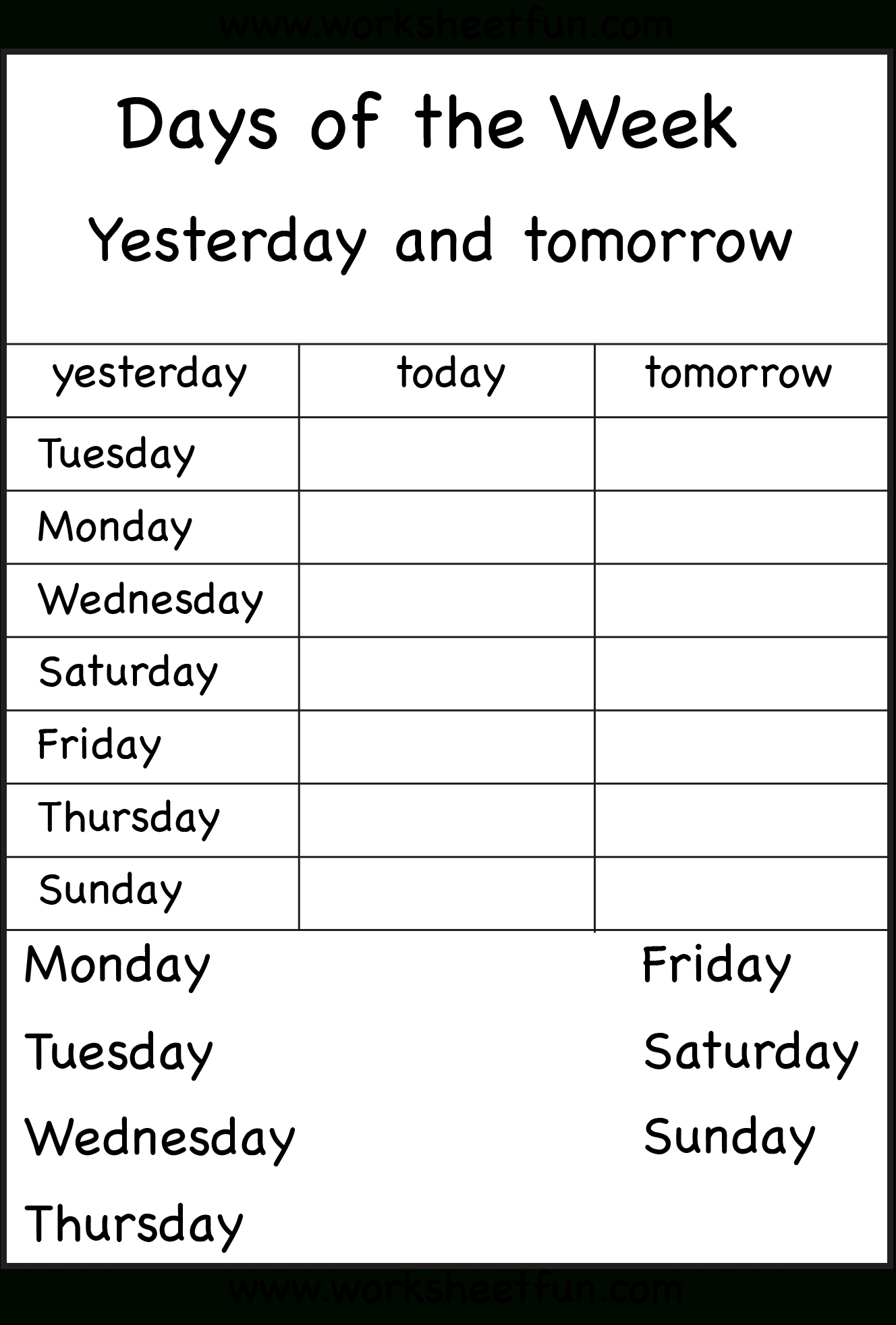 Free Printable Calendar Skills Worksheets | Ten Free