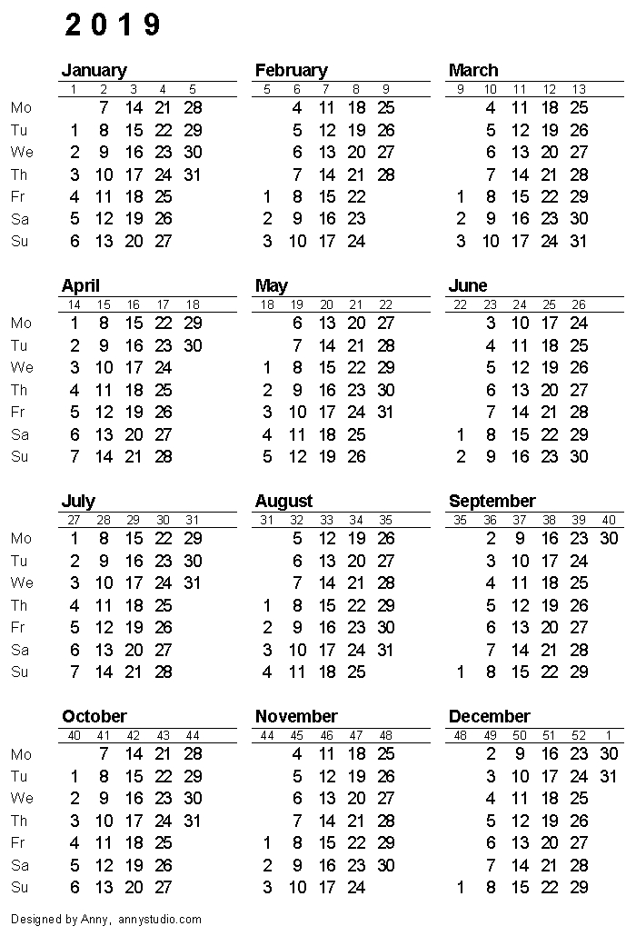 Free Printable Calendars And Planners 2019, 2020, 2021, 2022