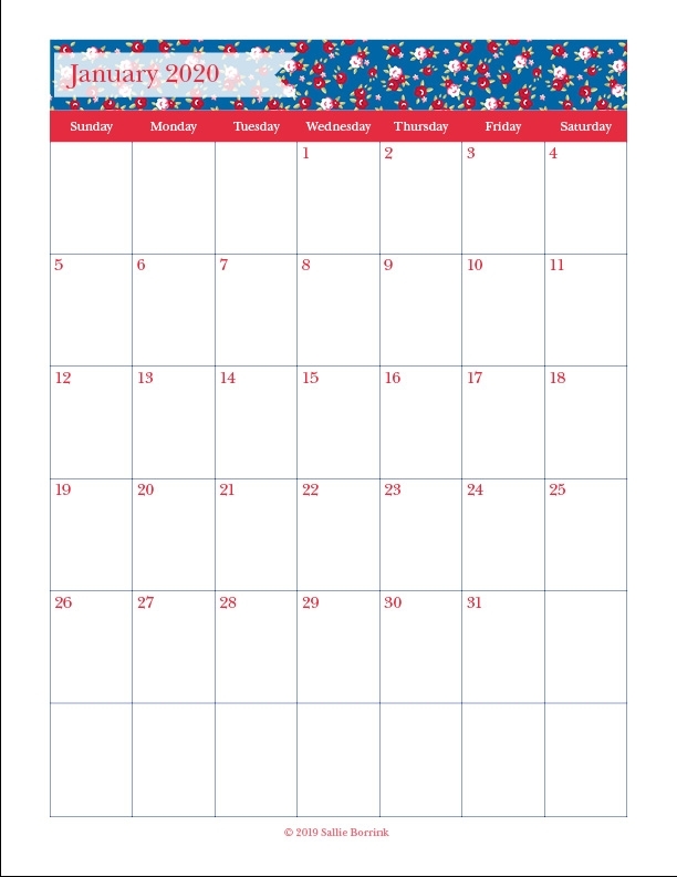 Free Printable Monthly Calendars {2020} - A Quiet Simple