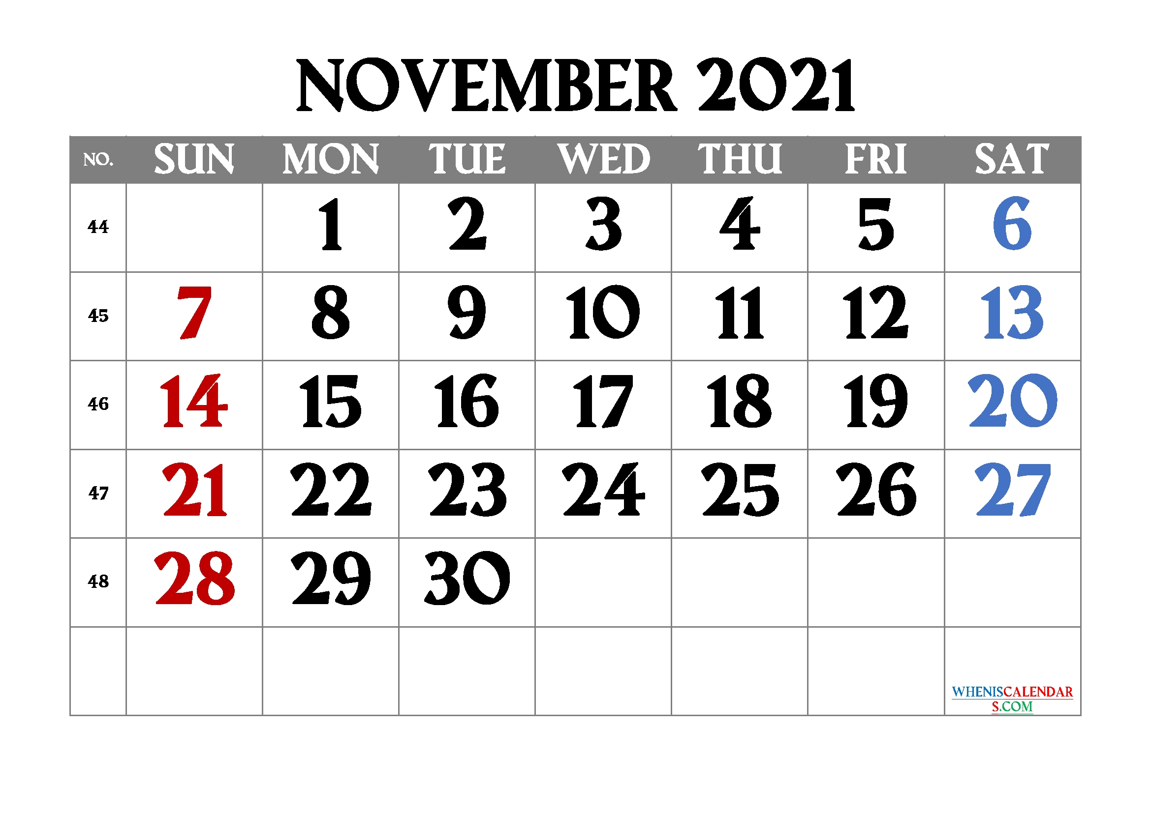 Free Printable November 2021 Calendar | Template M21Amagro1
