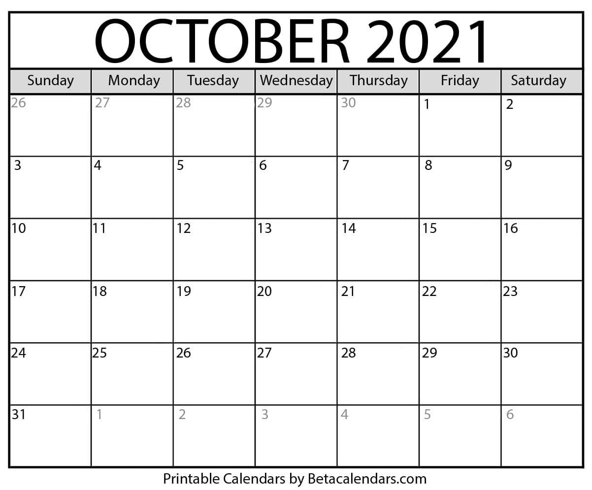 Vertical Monthly October Calendar 2021 | Month Calendar ...