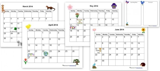 Free Printable Spring &amp; Summer 2014 Calendar | Free