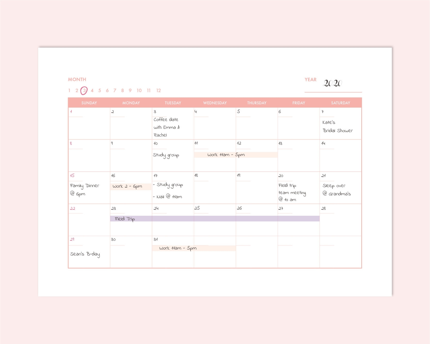 Free Printable Undated Calendar - Studio Able Time