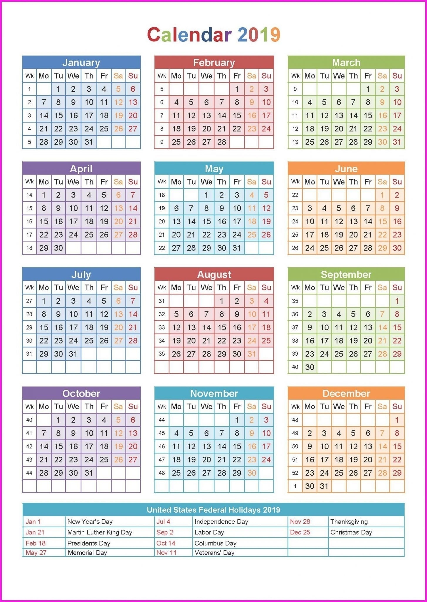 Free Yearly 5.5 X 8.5 Calendar 2020 - Calendar Inspiration