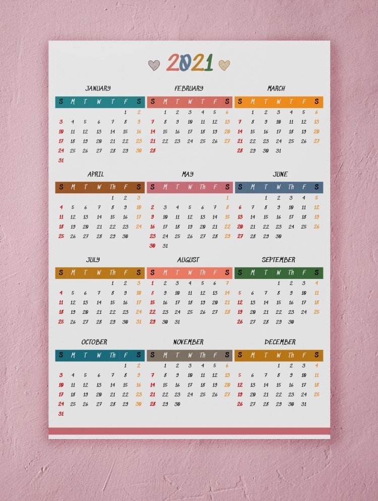 Free Yearly Wall Calendar 2021 Template In Google Docs