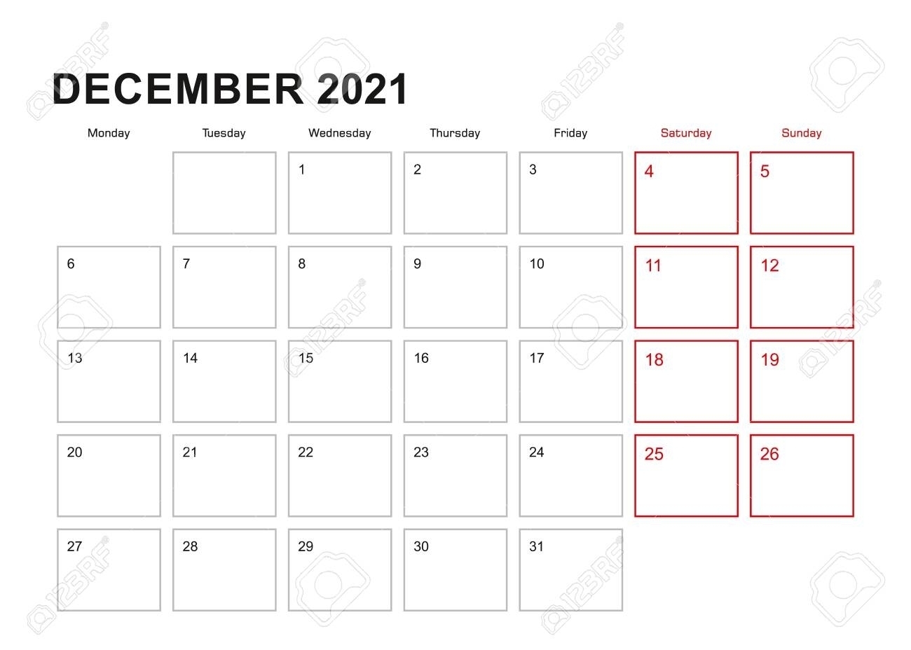 Get December 2021 Starts Monday | Best Calendar Example