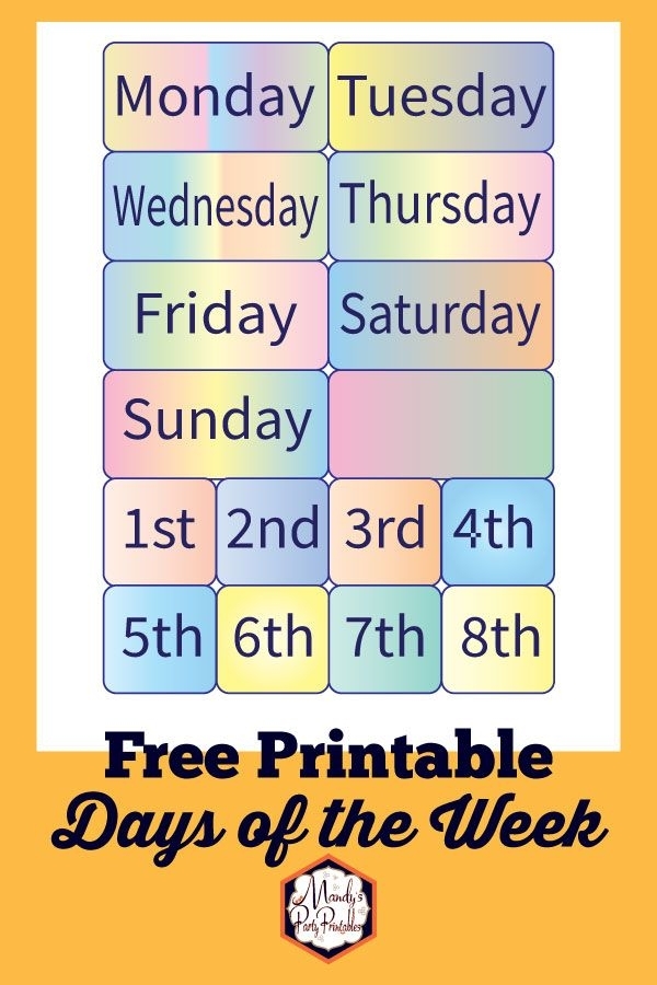 Get This Free Printable Days Of The Week And Ordinal