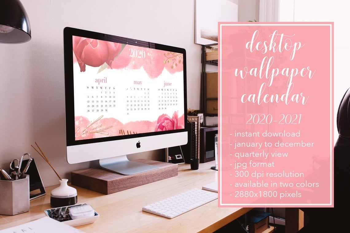 Gorgeous Flower Quarterly Desktop 2020-2021 Calendar