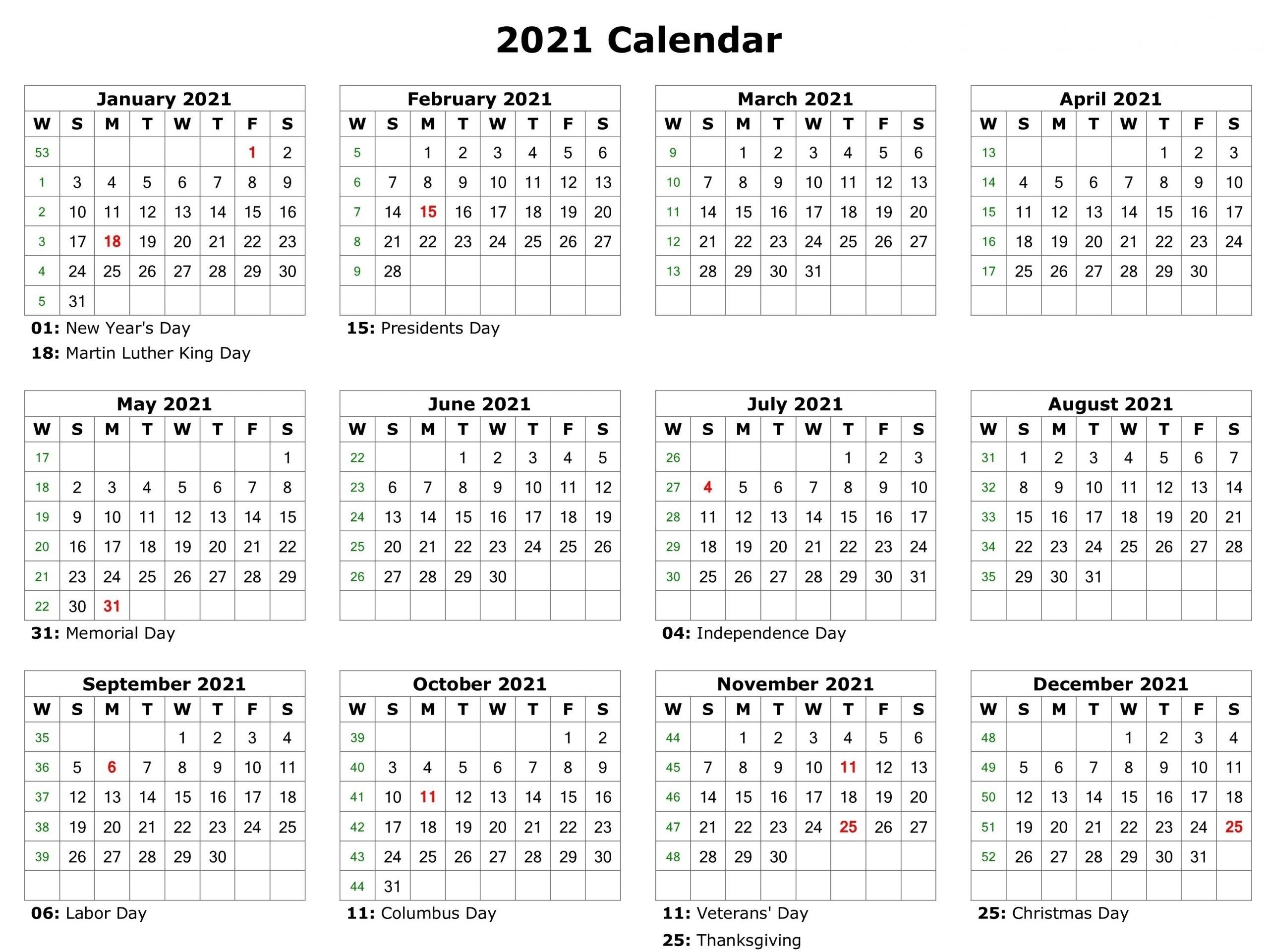 Government Julian Calendar 2021 | Free Printable Calendar