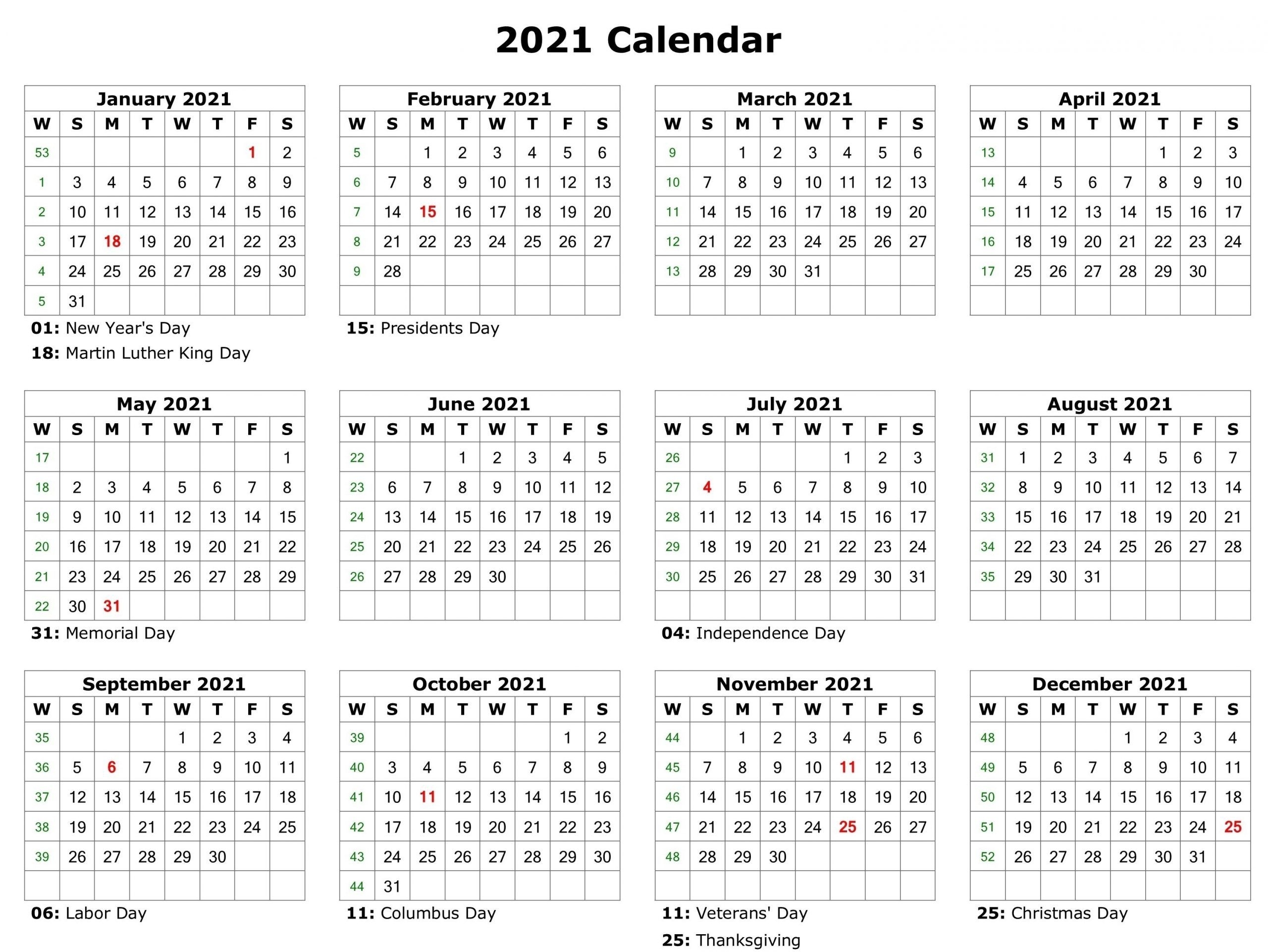 2021 Government Calendar Printable | Month Calendar Printable