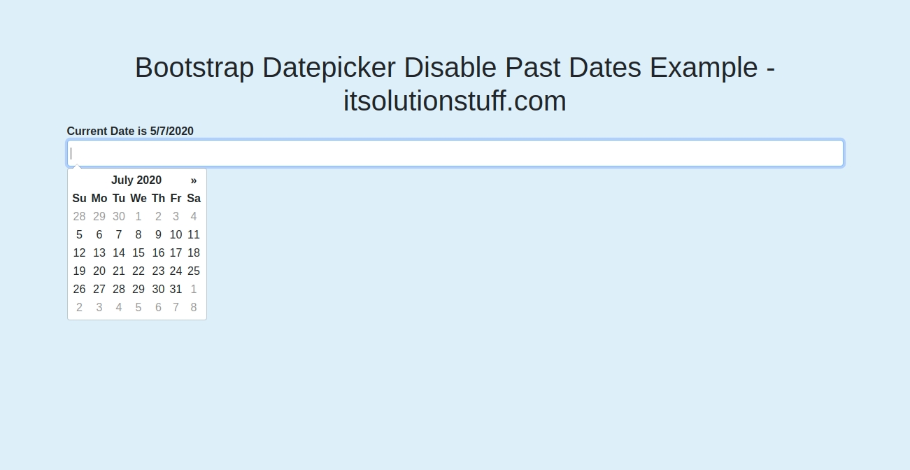 How To Disable Previous Date In Bootstrap Datepicker
