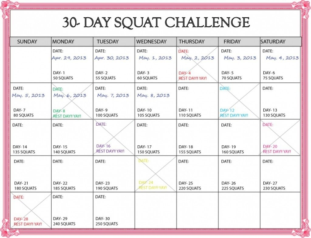 Https://Www.30-Day Squat Calendar - Calendar Template 2020
