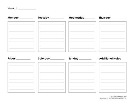 Image Result For Weekly Calendar | Weekly Planner Template