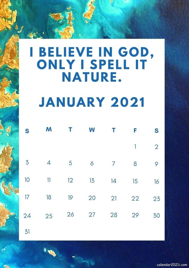 January 2021 Motivational Calendar With Quotations And