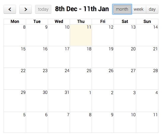 Javascript - Fullcalendar - Custom View To Show Current