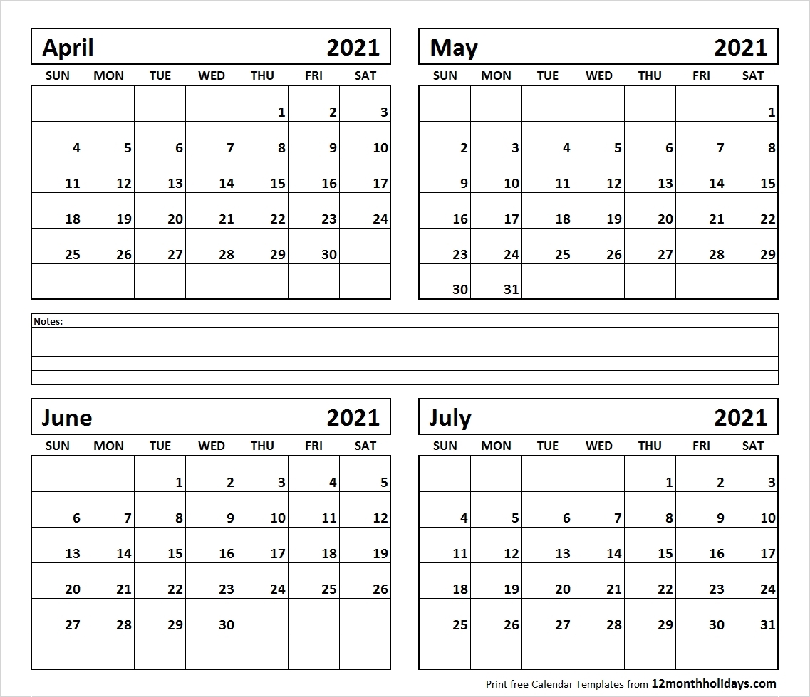 July 2021 12 Months - Template Calendar Design