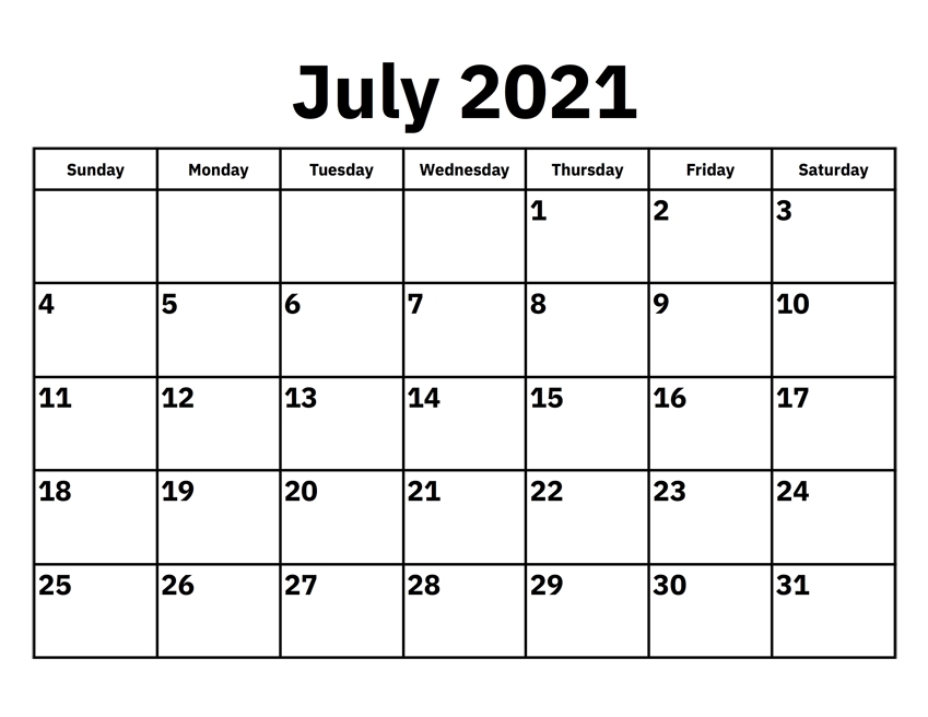 July 2021 Calendar Template With Holidays - Thecalendarpedia