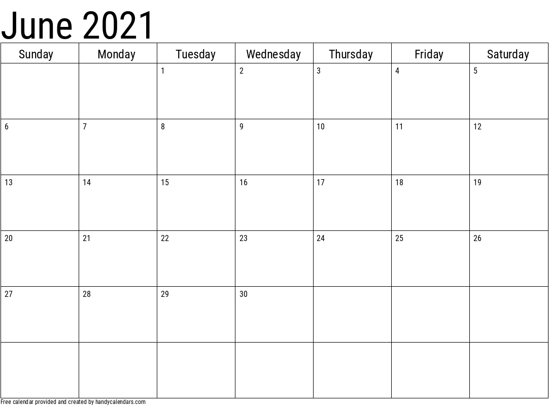 June 2021 Calendar - Handy Calendars