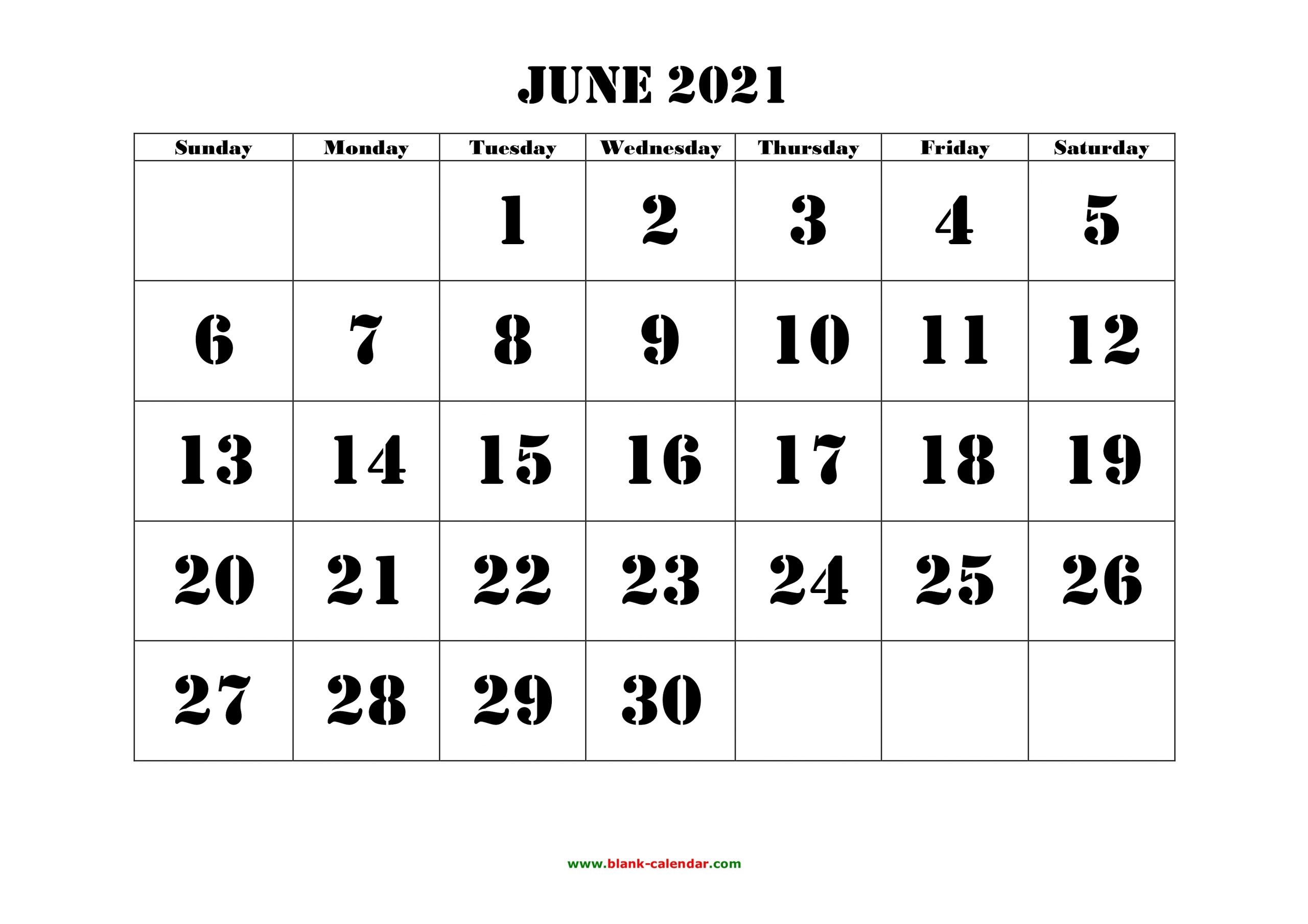 June 2021 Printable Calendar | Free Download Monthly