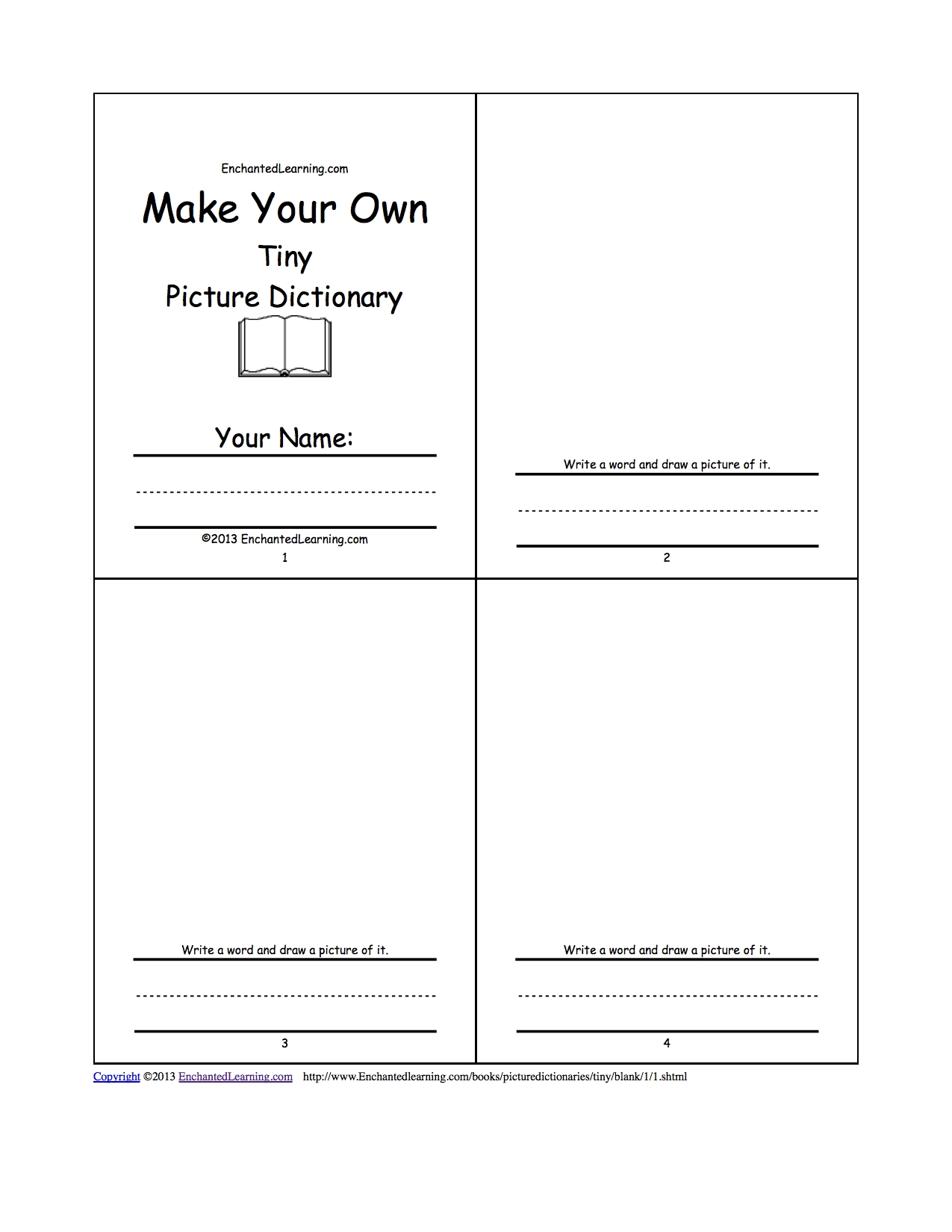 Make Your Own Tiny Picture Dictionary - A Short Book To