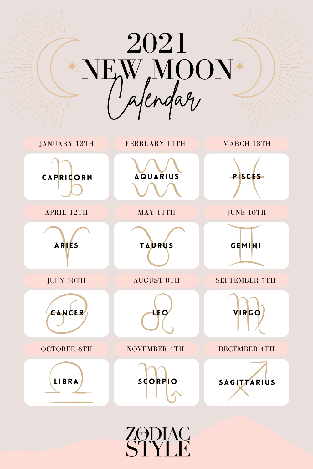 2021 Calendar With Zodiac Signs | Month Calendar Printable