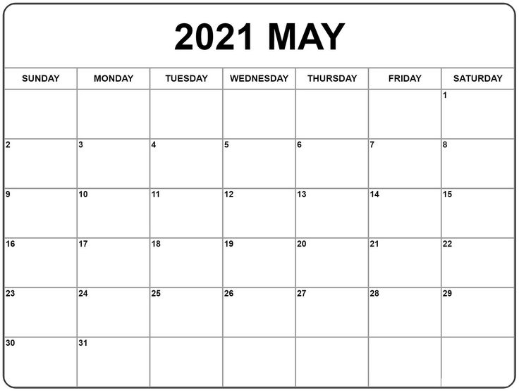 May 2021 Calendar | Calendar Printables, Monthly Calendar