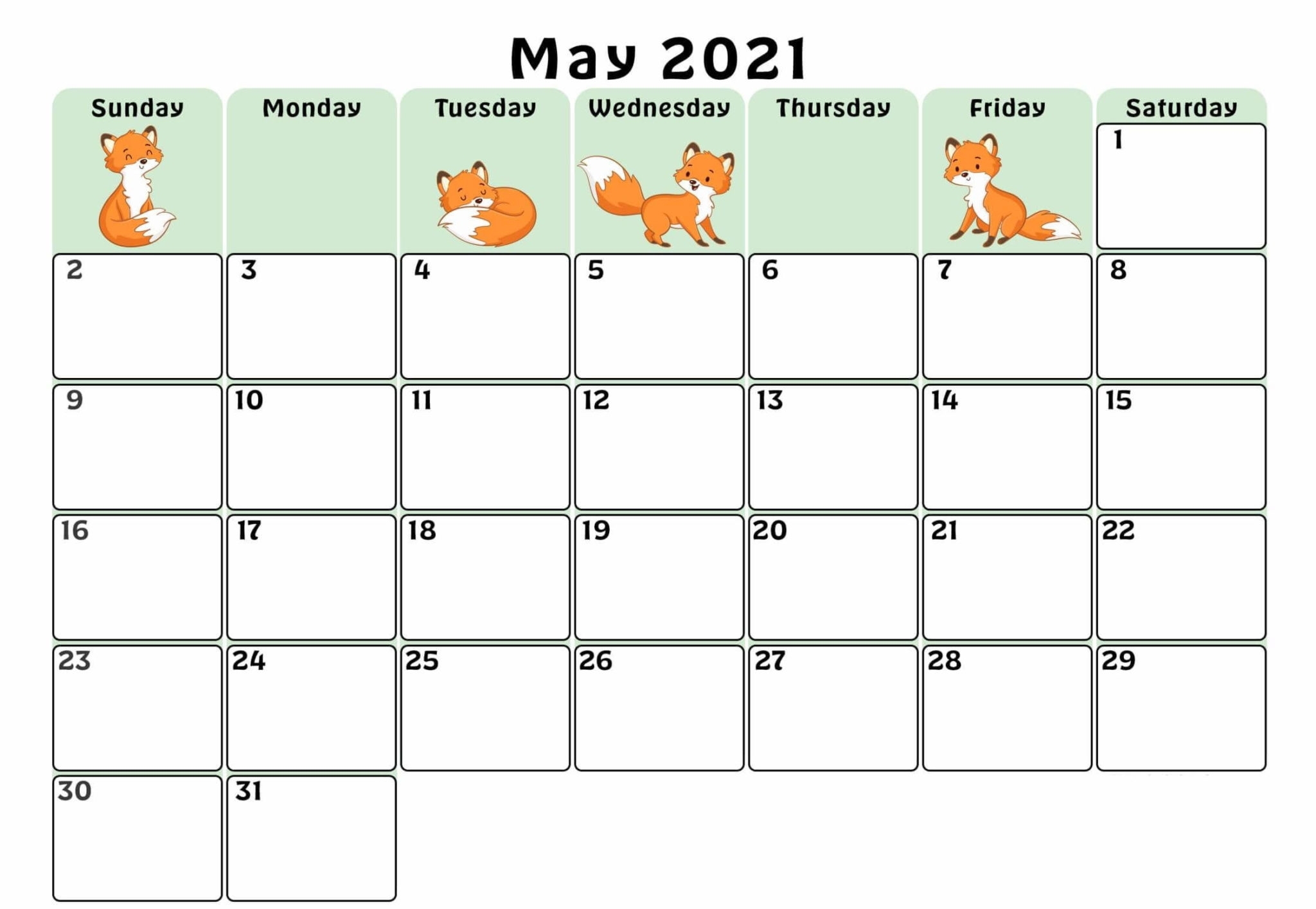 May 2021 Calendar Usa Template With Holidays - One