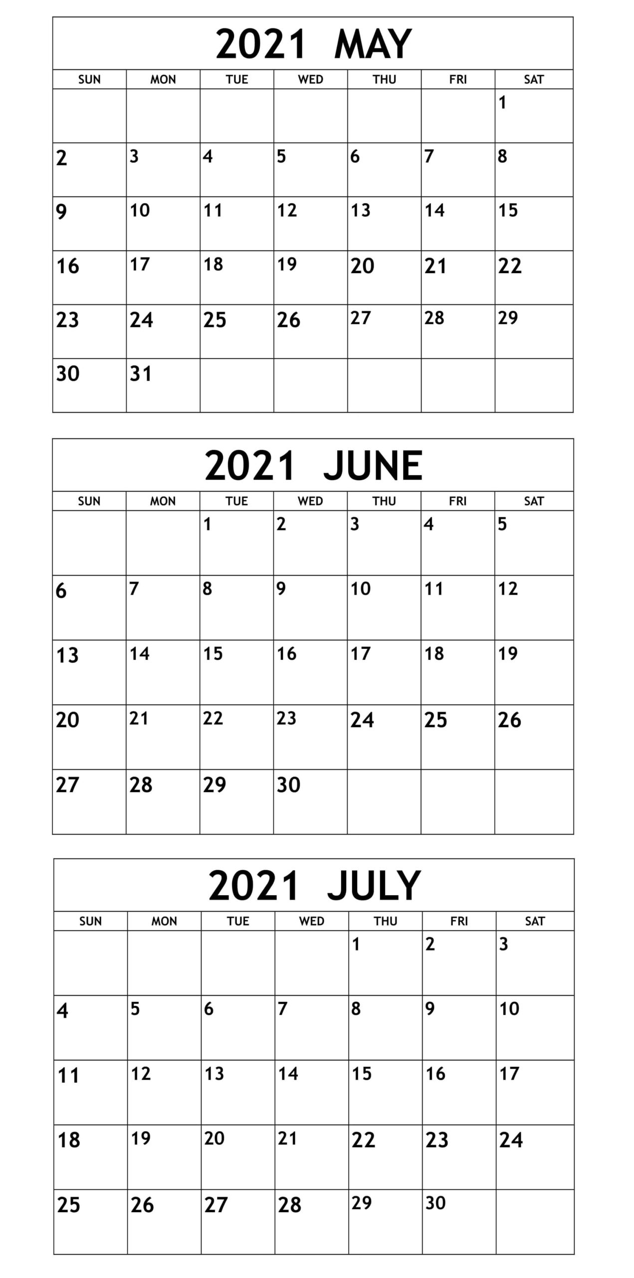 May To July 2021 Calendar Pdf Word Template - One Platform
