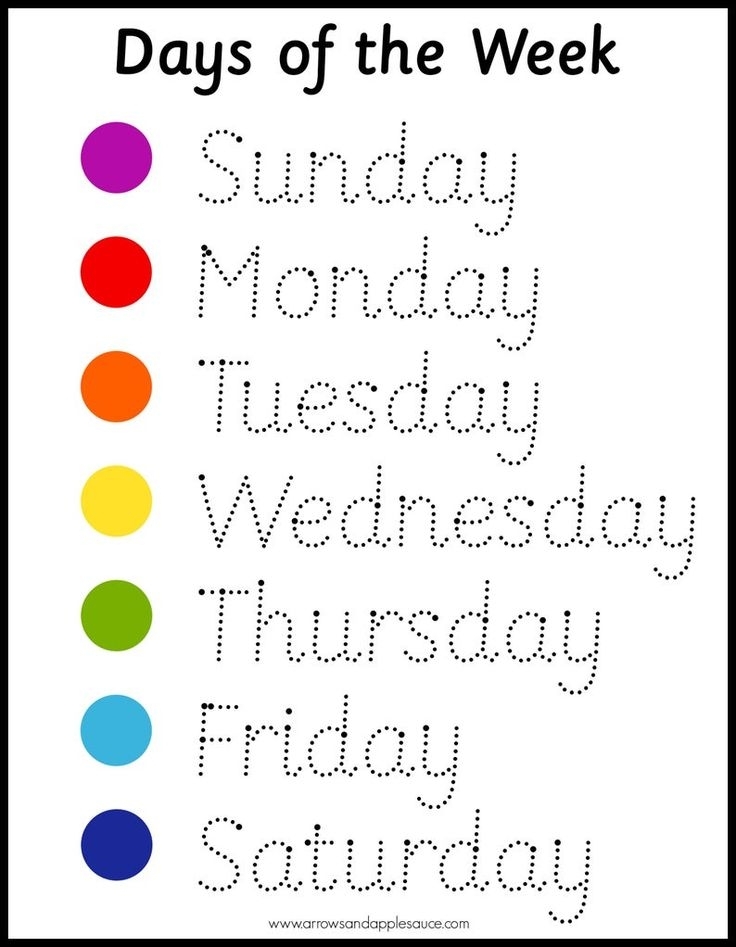 Montessori Days Of The Week Wheel &amp; Tracing Worksheet