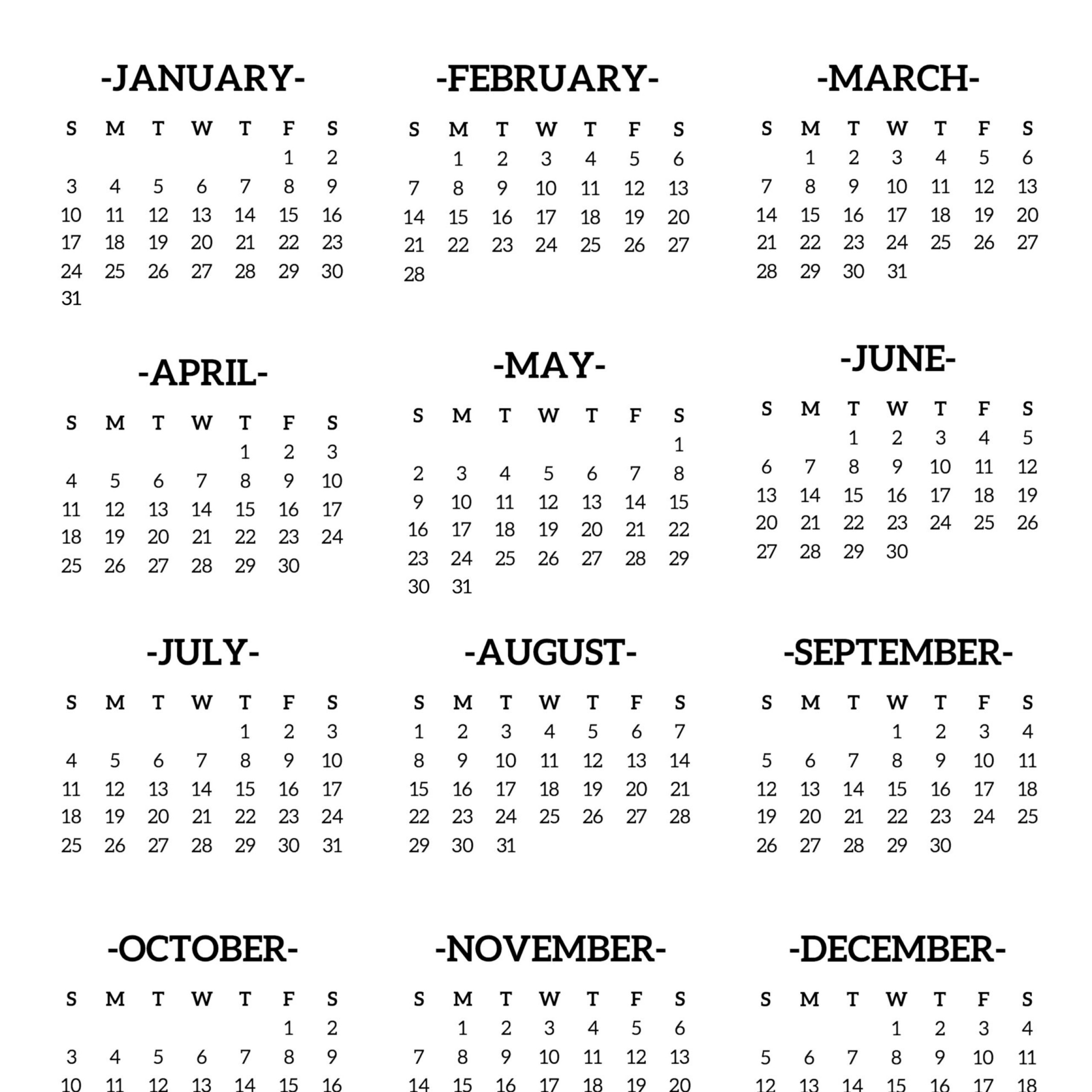 Free Printable Month At A Glance Calendar | Month Calendar Printable