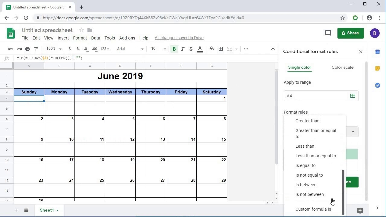 Monthly Calendar Google Sheets | Example Calendar Printable